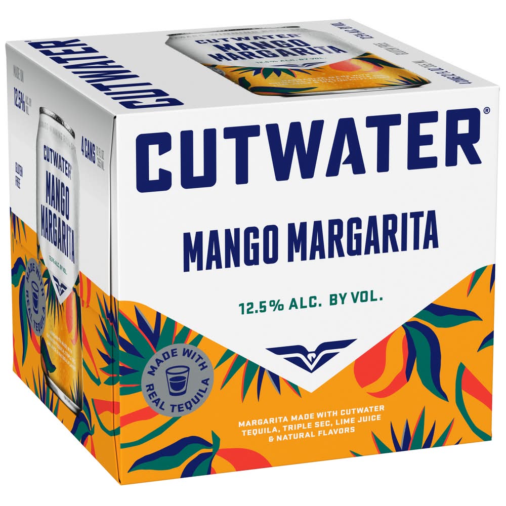 Cutwater Spirits Tequila Margarita, Mango (4 x 12 fl oz)