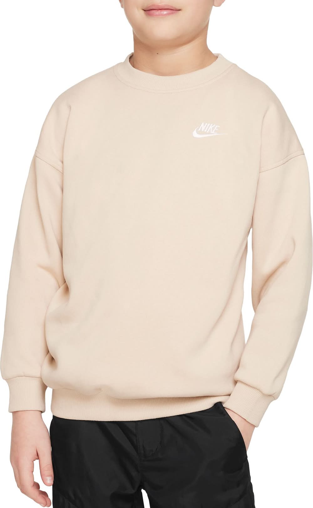 Nike Girls' Sportswear Club Fleece Oversized Sweatshirt (Sanddrift, XL)