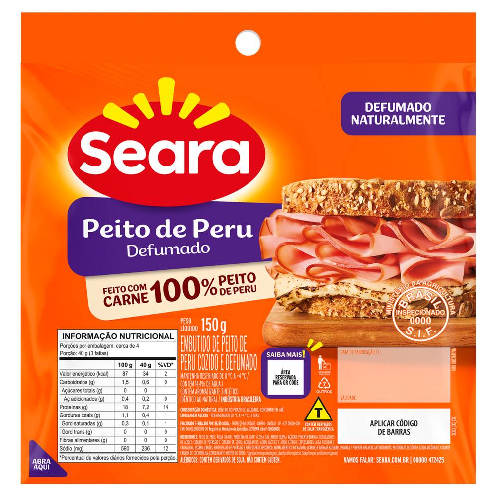 Seara · Peito de peru fatiado cozido e defumado (150 g)