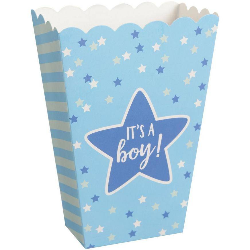 Amscan Stars Stripes It's a Boy Gender Reveal Popcorn Boxes (blue)