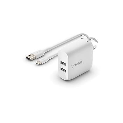Belkin Dual Usb-A Wall Charger 24w + Usb-A To Usb-C Cable (39.6 in/white)