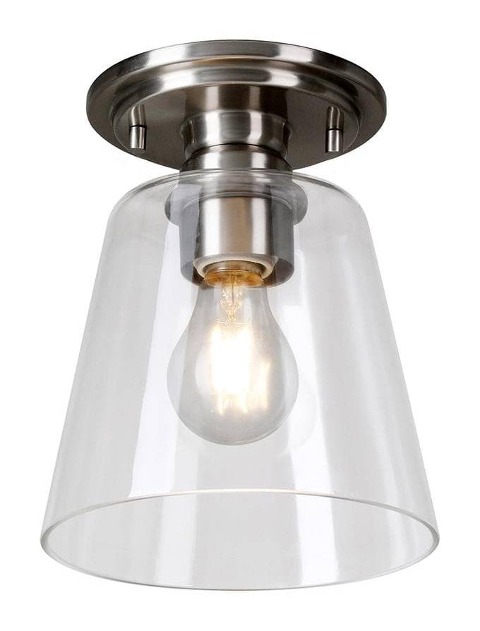 HAMPTON BAY Gaspar Brushed Nickel Flush Mount Clear Glass, 7 in