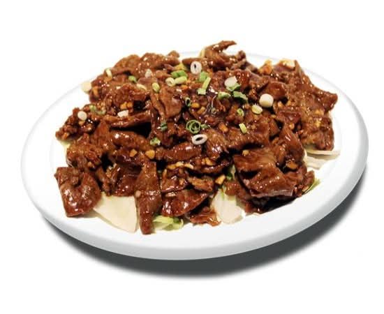 48. Bœuf avec sauce à l'ail épicée avec riz / Beef with hot Garlic Sauce with rice / 蒜蓉牛肉饭
