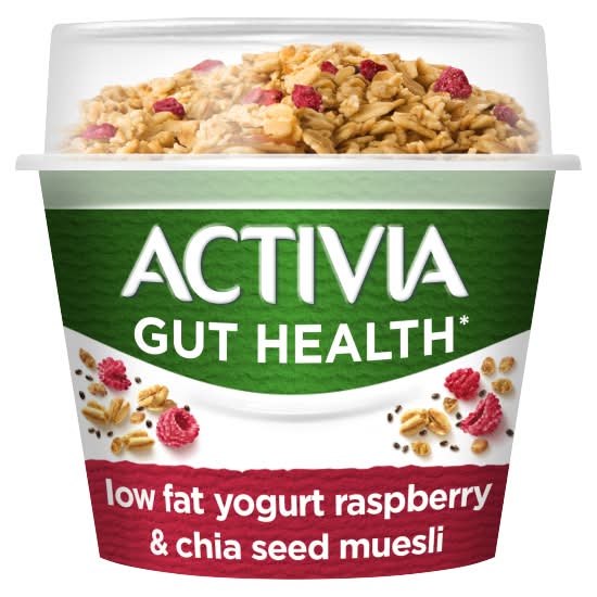 Activia Gut Health Low Fat Yogurt Raspberry & Chia Seed Muesli (165g)