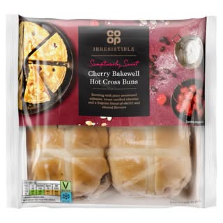 Co-op Irresistible Cherry Bakewell Hot Cross Buns