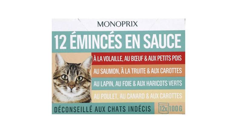 Monoprix Emincés en sauce 4 recettes pour chat Les 12 poches de 100 g
