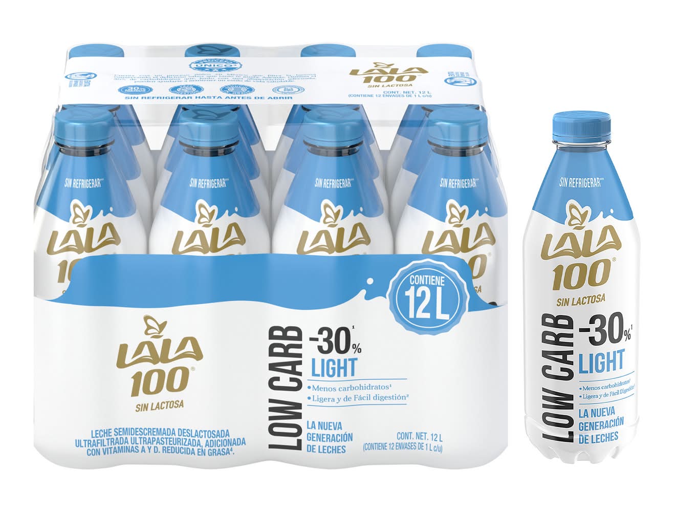 Lala 100 · Leche semidescremada, deslactosada light (12 x 1 L)