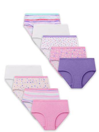 Fruit of the Loom Girls 100% Ringspun Cotton Brief Underwear, 9 Pack (Size: 8)