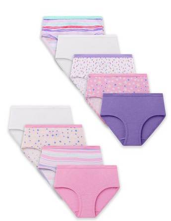 Fruit of the Loom 100% Ringspun Big Cotton Brief Underwear, Female, 14, Assorted (9 ct)