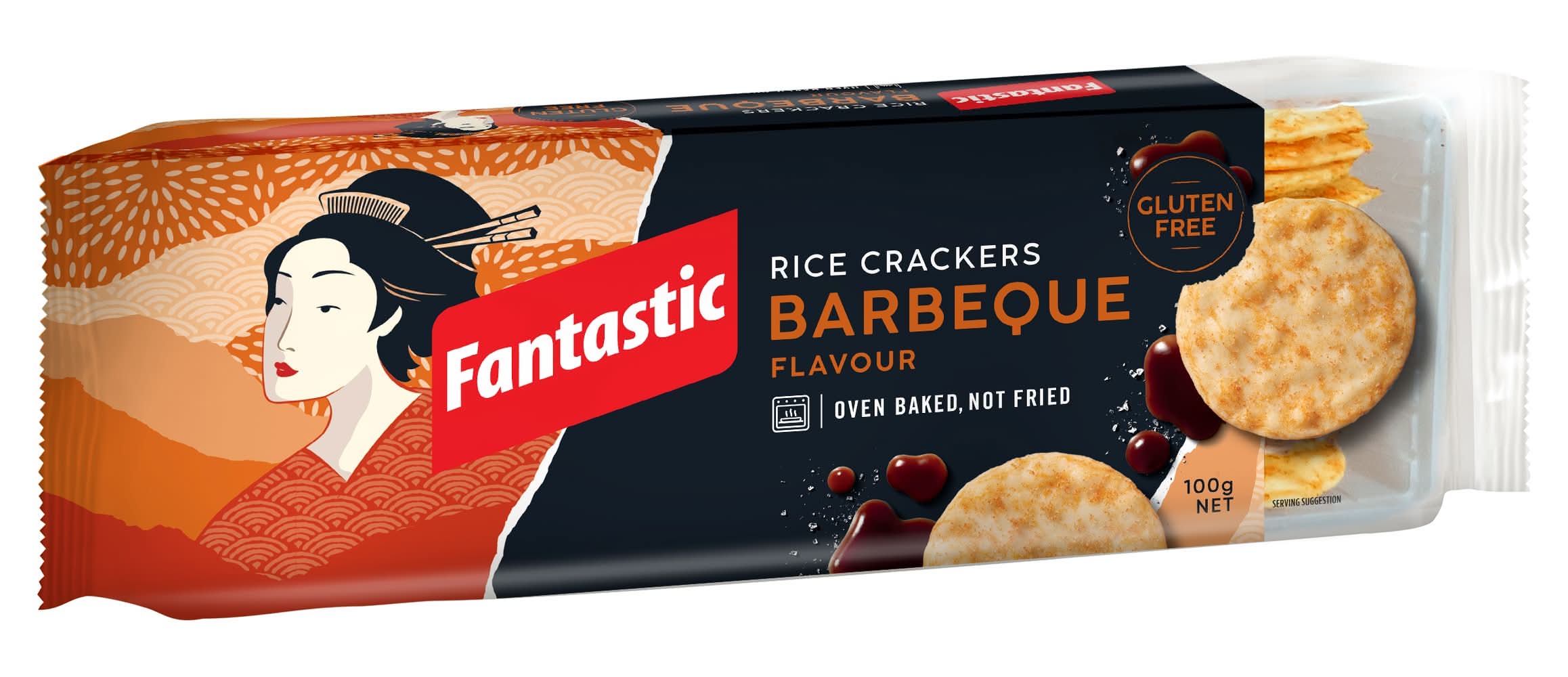 Fantastic Gluten Free Rice Crackers, Barbeque (100g)