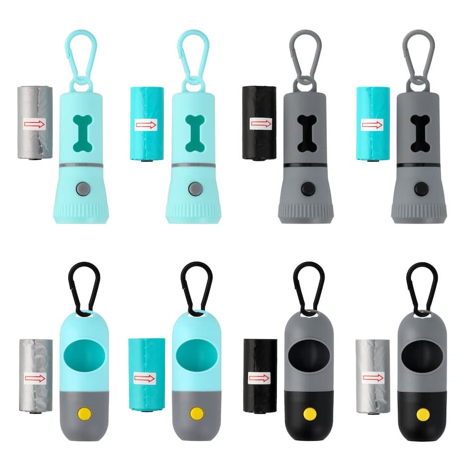 Dog Waste Bags Dispenser With Flashlight, Assorted Designs And Colors, 1-ct.