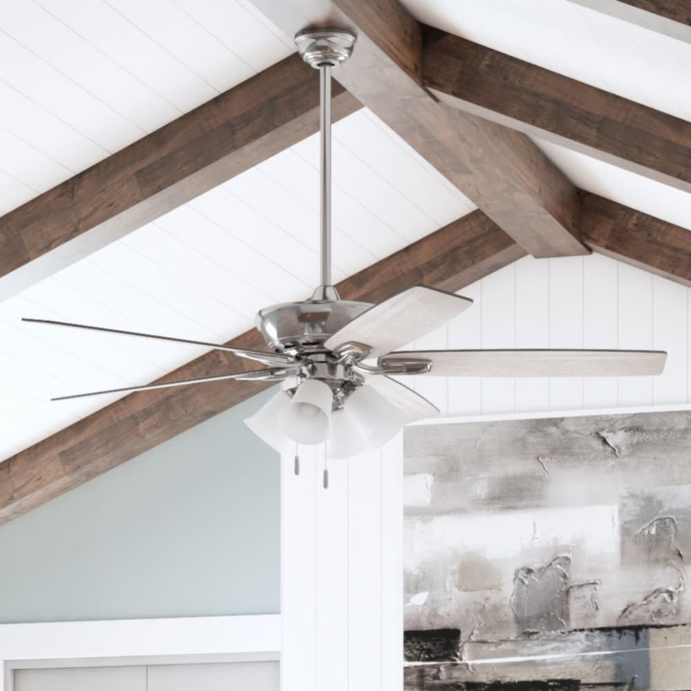 Harbor Breeze Macon Bay 62-in Brushed Nickel Ceiling Fan With Light Chain