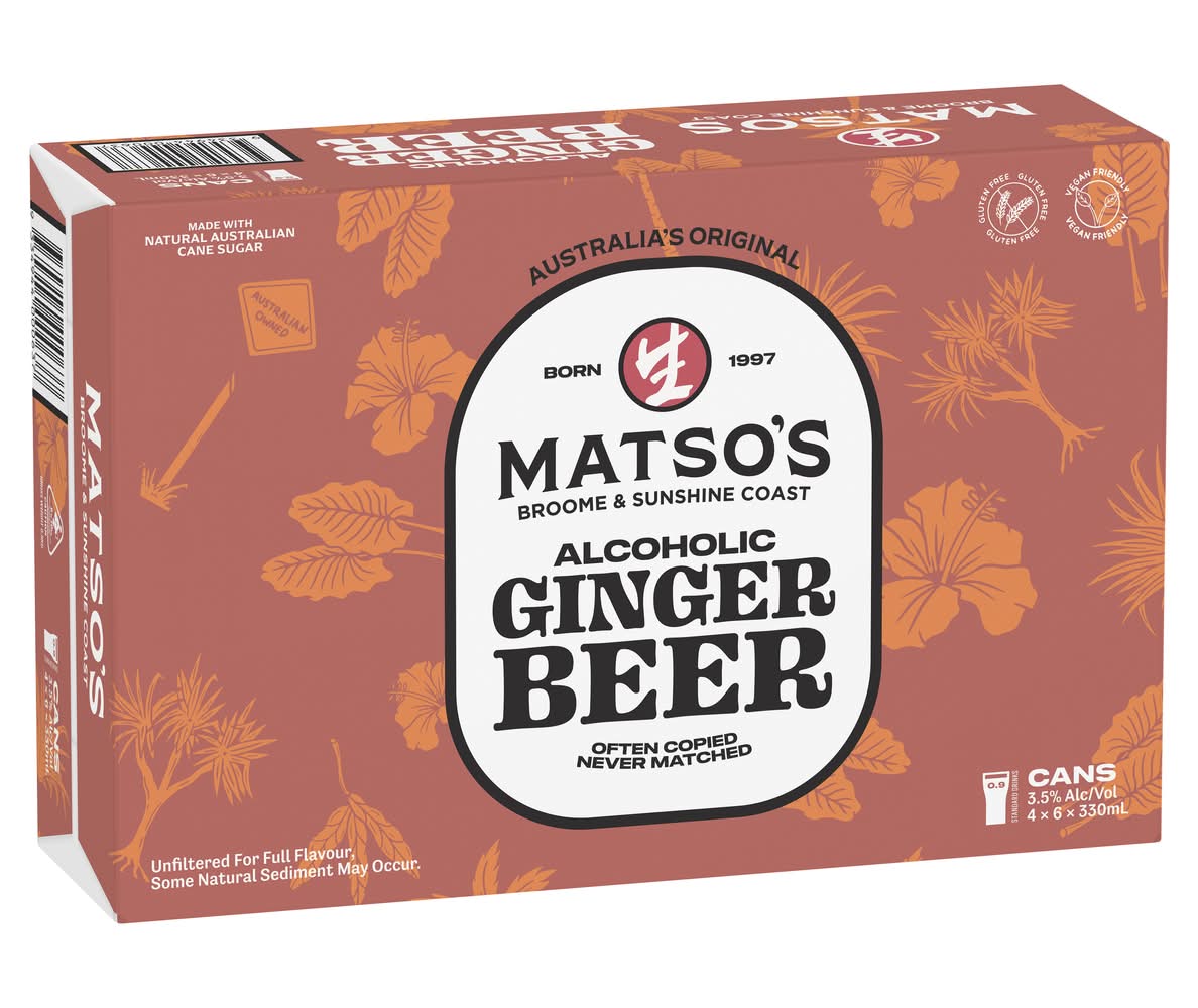 Matso's Ginger Beer Can 330mL x Pack 24