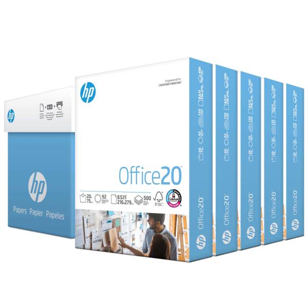 HP Office20 Print & Copy Paper, Letter Size (8 1/2" x 11"), white, 5 ream case