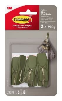 Command Damage-Free Wire Hooks & Strips Olive, M (14 ct)