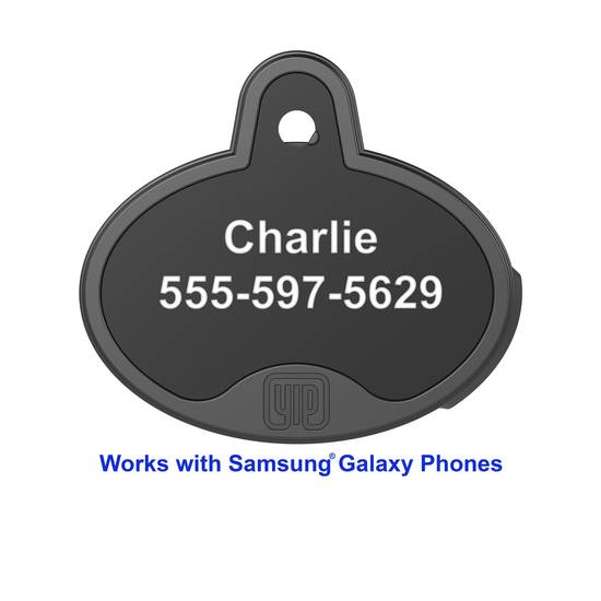 YIP Smart Tag Personalized ID Tag and Tracker - Works with Samsung Galaxy Smartphones (Color: Black)