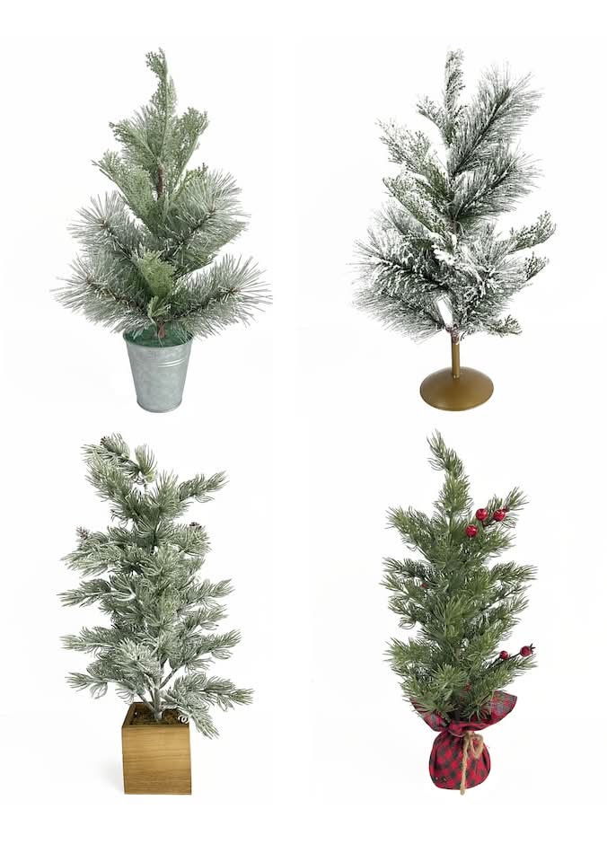 Christmas Themed Mini Decorative Pine Trees, 20 in