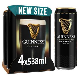 Guinness Draught Stout Beer 4 x 538ml In Can