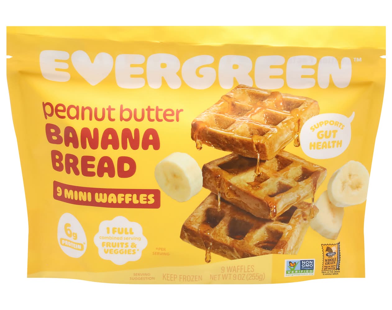 Evergreen Peanut Butter Banana Bread Mini Waffles (9 oz, 9 ct)