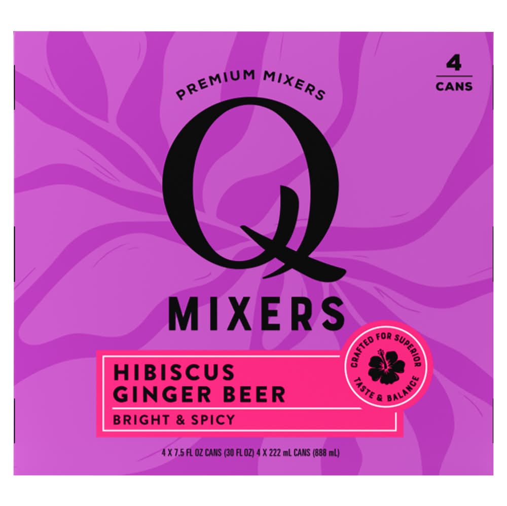 Q Mixers Bright & Spicy Hibiscus Ginger Premium Beer Mixers (4 x 7.5 fl oz)