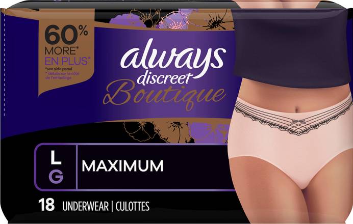Always Discreet Rosy Boutique Incontinence & Postpartum Underwear Maximum Large