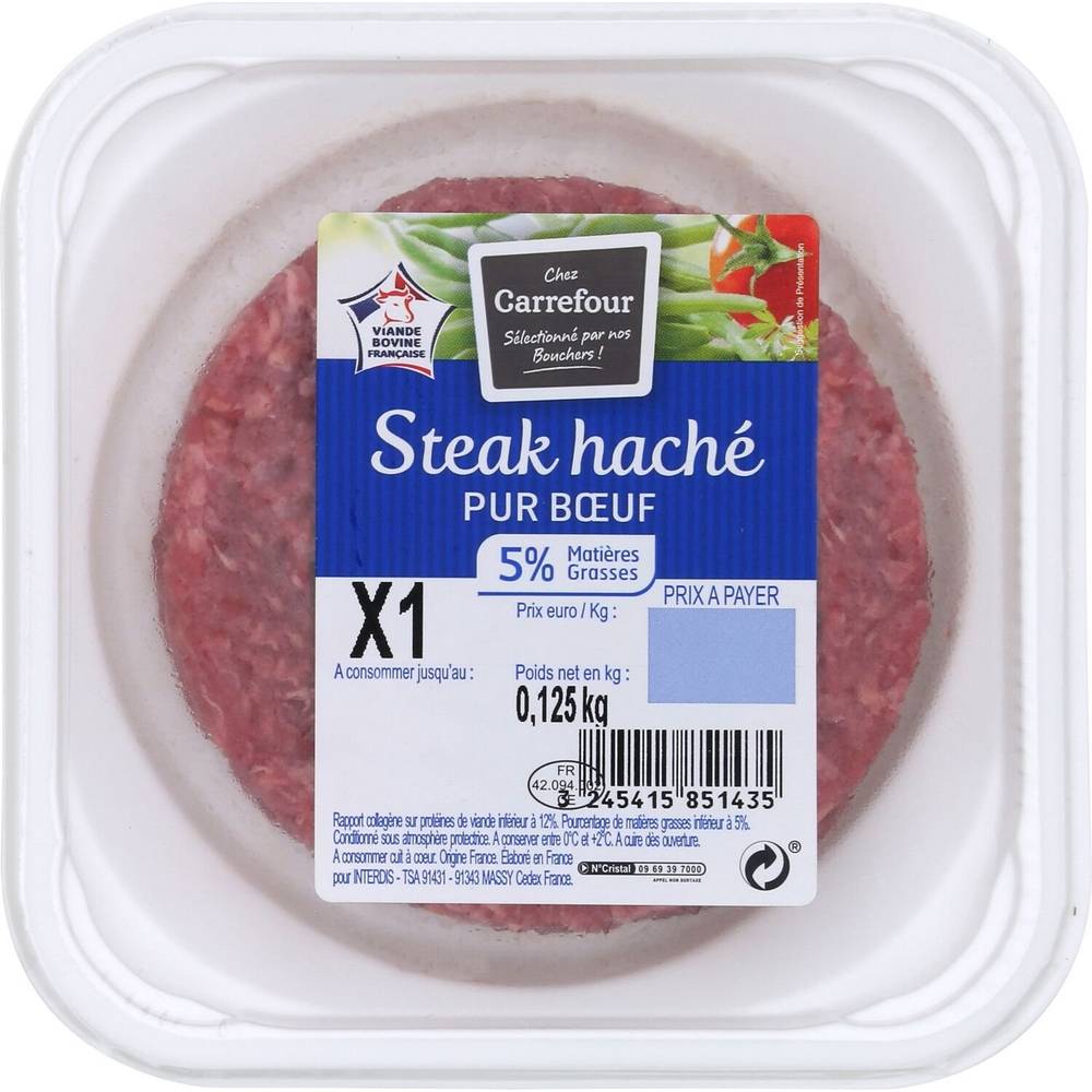 Carrefour - Steak haché pur bœuf 5% mg