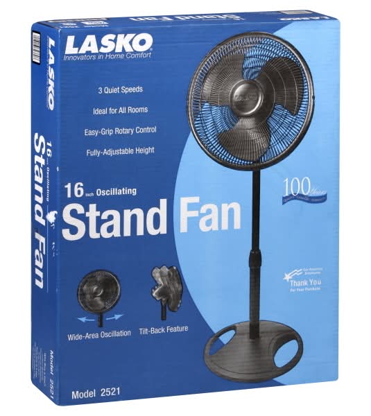 Lasko Oscilating Stand Fan 2521, Black