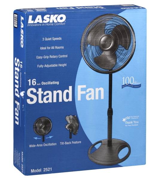 Lasko Oscilating Stand Fan, Black
