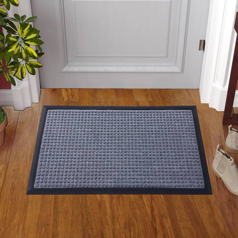 Project Source 1-1/2-ft x 2-1/2-ft Grey Polypropylene/Rubber Rectangular Indoor Door Mat | JJ-2P-00095