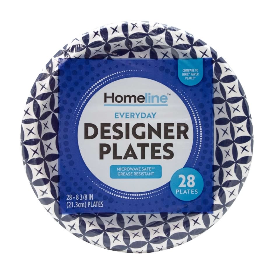 Homeline Everyday Designer Paper Plates, 8 3/8 in (28 ct)