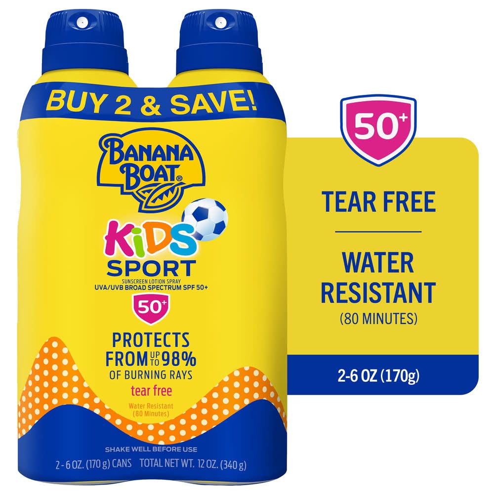 Banana Boat Kids Sport Twin pack Sunscreen Lotion Spray With Spf 50+ (2 x 6 oz)