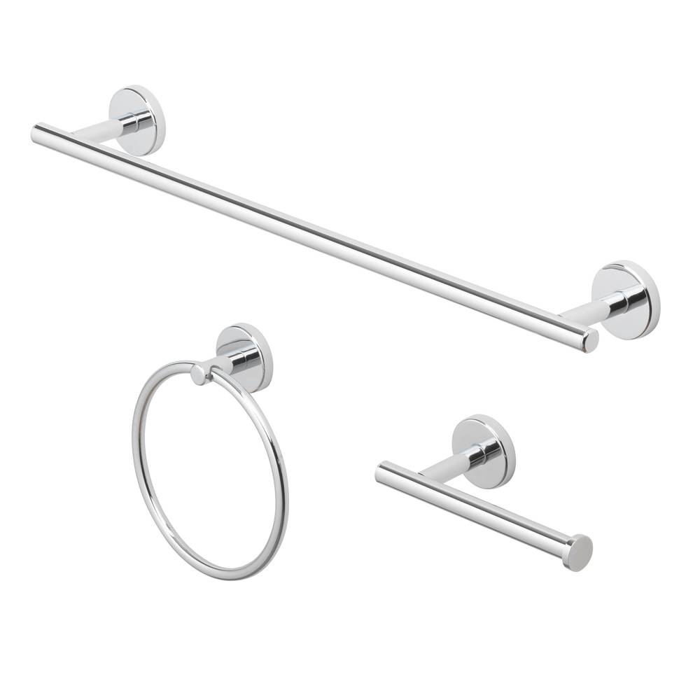 allen + roth 3-Piece Harlow Polished Chrome Decorative Bathroom Hardware Set with Towel Bar,Toilet Paper Holder and Towel Ring | 167-HAR3KT-ARCH