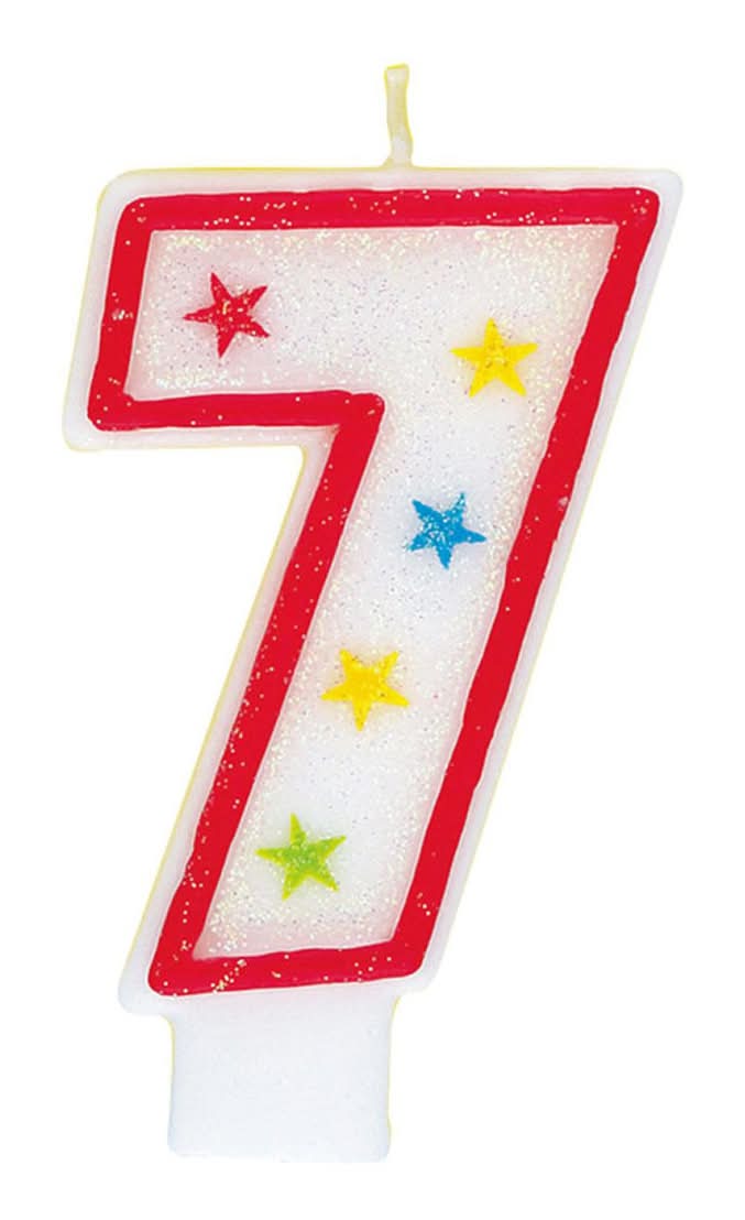 321 Party! Glitter Number 7 Birthday Candle