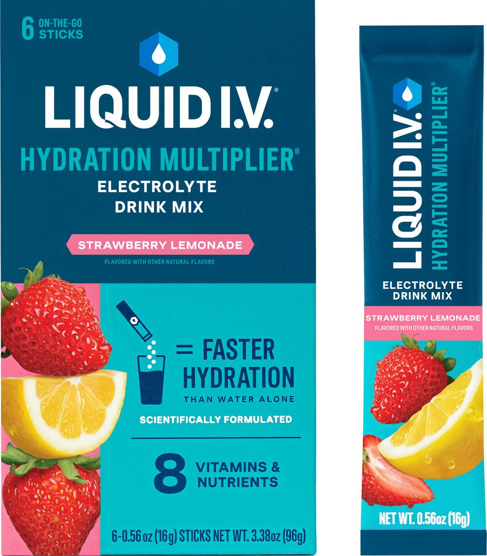 Liquid I.V. Electrolyte Drink Mix, Strawberry Lemonade (6 x 0.56 oz)