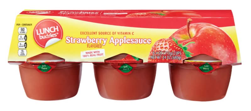 Lunch Buddies Fruit Snack Cups, Strawberry Applesauce (6 x 4 oz)