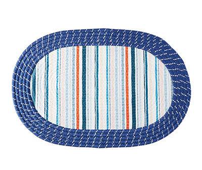 Monica Navy, White & Red Stripe Braided Accent Rug, (18" x 27")