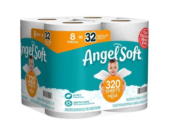 Angel Soft · 2-Ply Unscented Mega Bathroom Tissue (8 rolls)