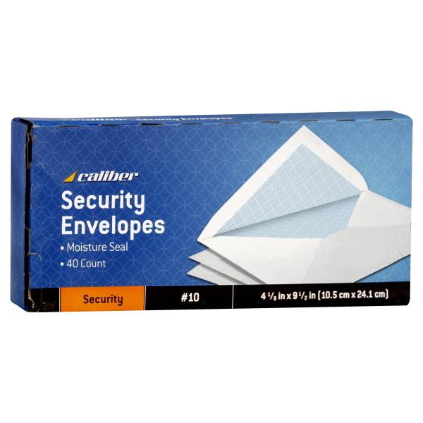 Caliber Security Envelopes, 4.5 in x 9.5 in (40 ct)