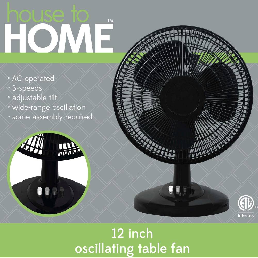 House To Home Oscillating Table Fan, 12 In