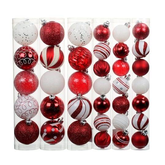 Ashland Ball Plastic Ornament Tube, Red - White