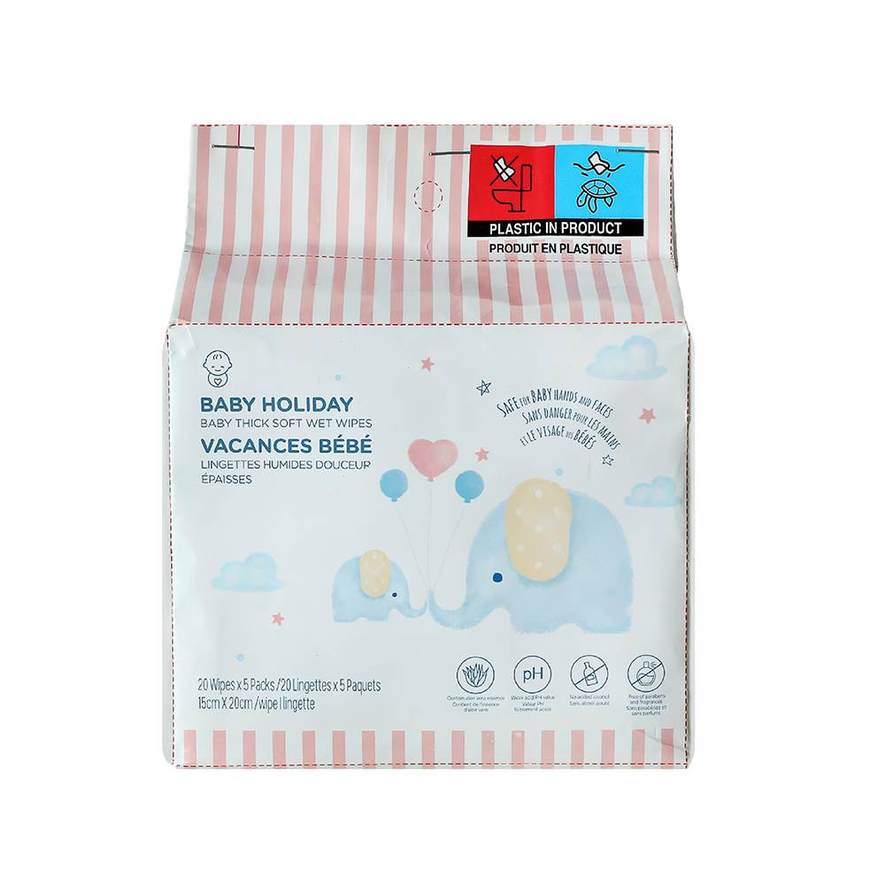 Miniso toallitas húmedas baby holiday aloe vera (pack 5 piezas)