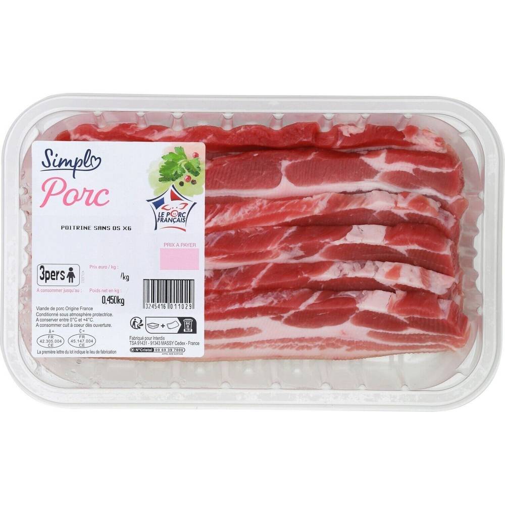 Simpl - Poitrine de porc sans os (6 pièces)