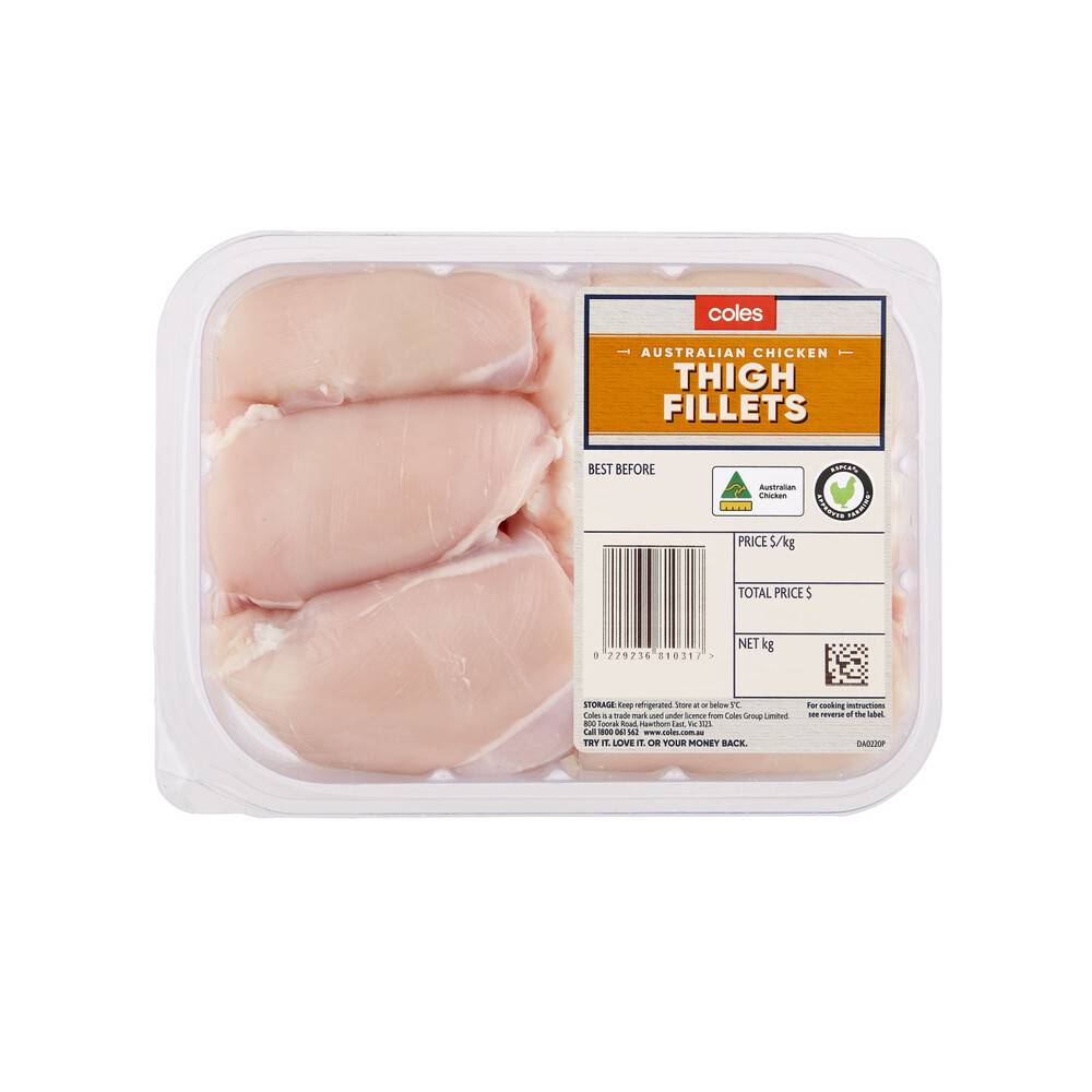 Coles RSPCA Approved Chicken Thigh Fillets Small Pack approx. 700g