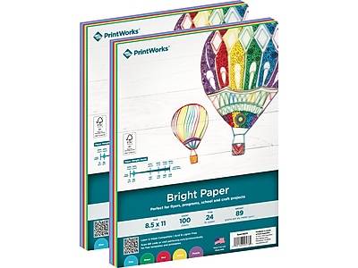 Printworks Colored Paper, 24 lbs., 8.5 x 11, Assorted Bright Colors, 100 Sheets/Ream, 2 Reams/Pack (00576)