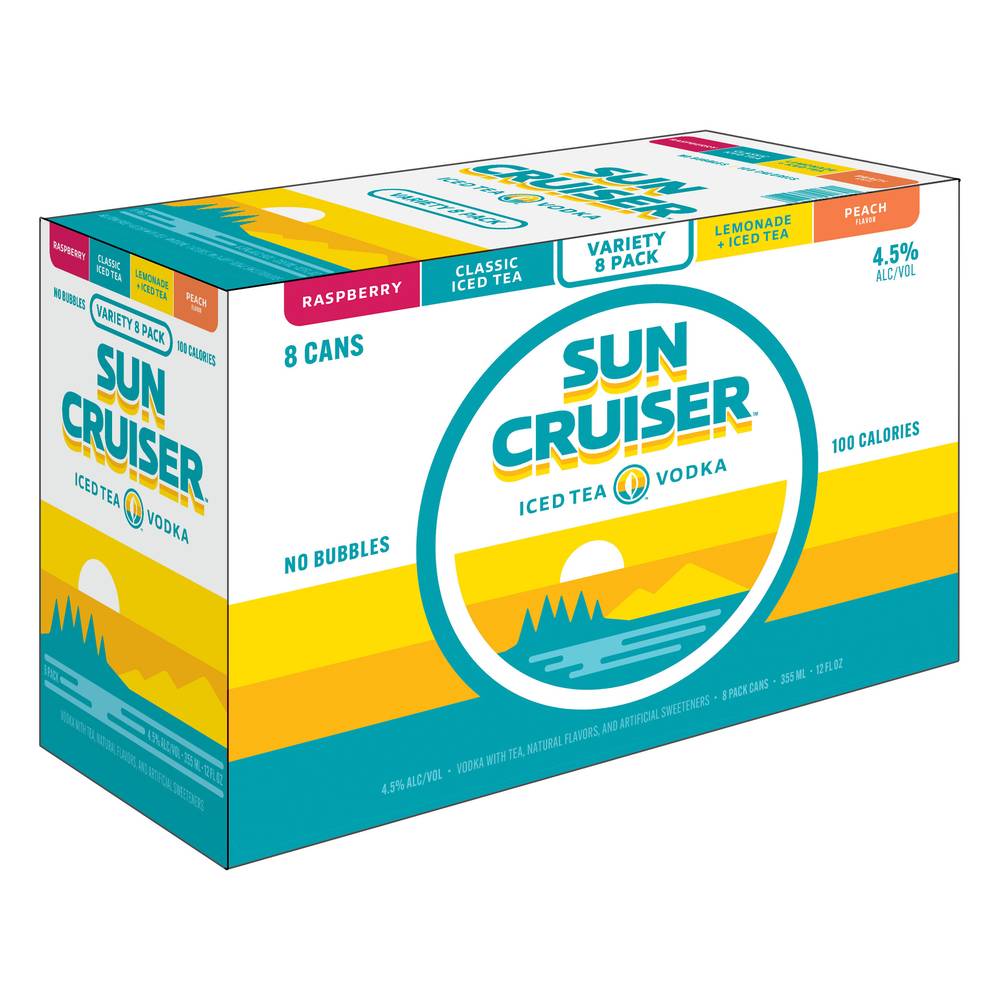 Sun Cruiser Iced Tea Vodka, Raspberry Classic Iced Tea Lemonade+Iced Tea Peach (8 x 12 fl oz)