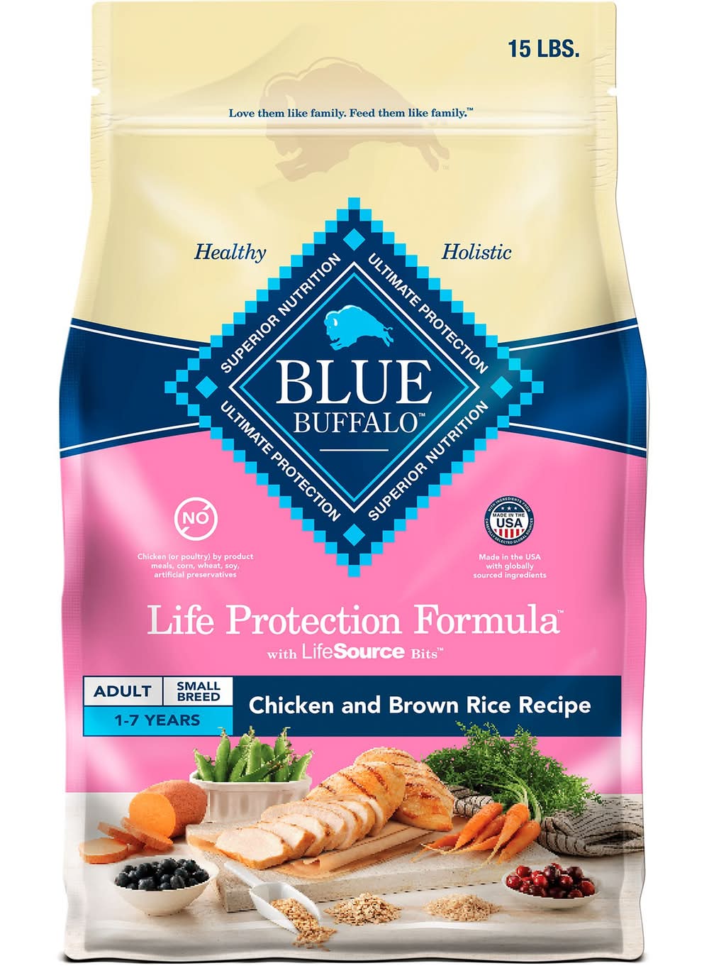 Blue Buffalo® Life Protection Formula™ Small Breed Adult Dry Dog Food - Chicken & Brown Rice (Flavor: Chicken & Brown Rice, Size: 15 Lb)