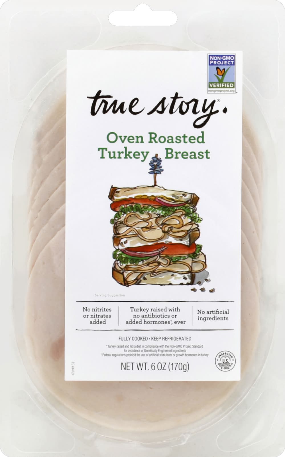 True Story Foods Turkey Breast, Oven Roasted (6 oz)