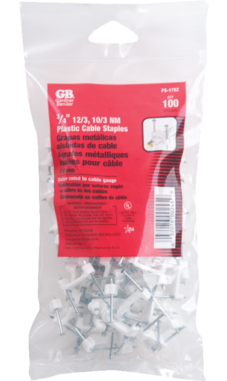 Gardner Bender 3/4 In. W Plastic Insulated Cable Staple 100 Pk