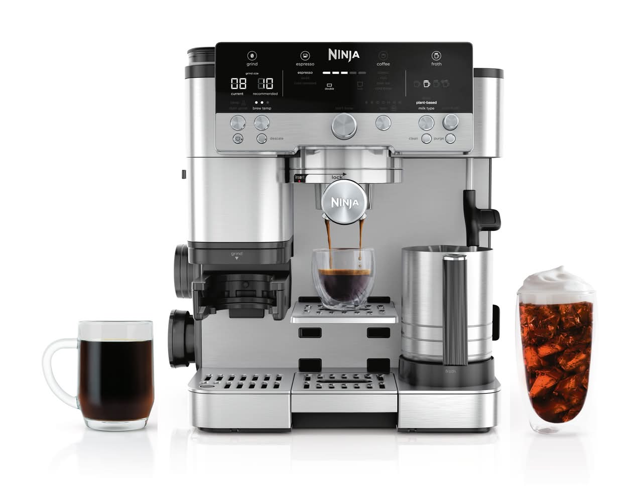Ninja - Luxe Café Premier Series 3-in-1 Espresso, Coffee, and Cold Brew Machine with Grinder and Scale, and Hands-Free Frother - Stainless Steel