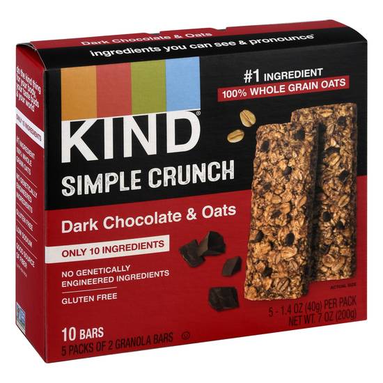 Kind Simple Crunch Dark Chocolate & Oats Granola Bars (5 ct)